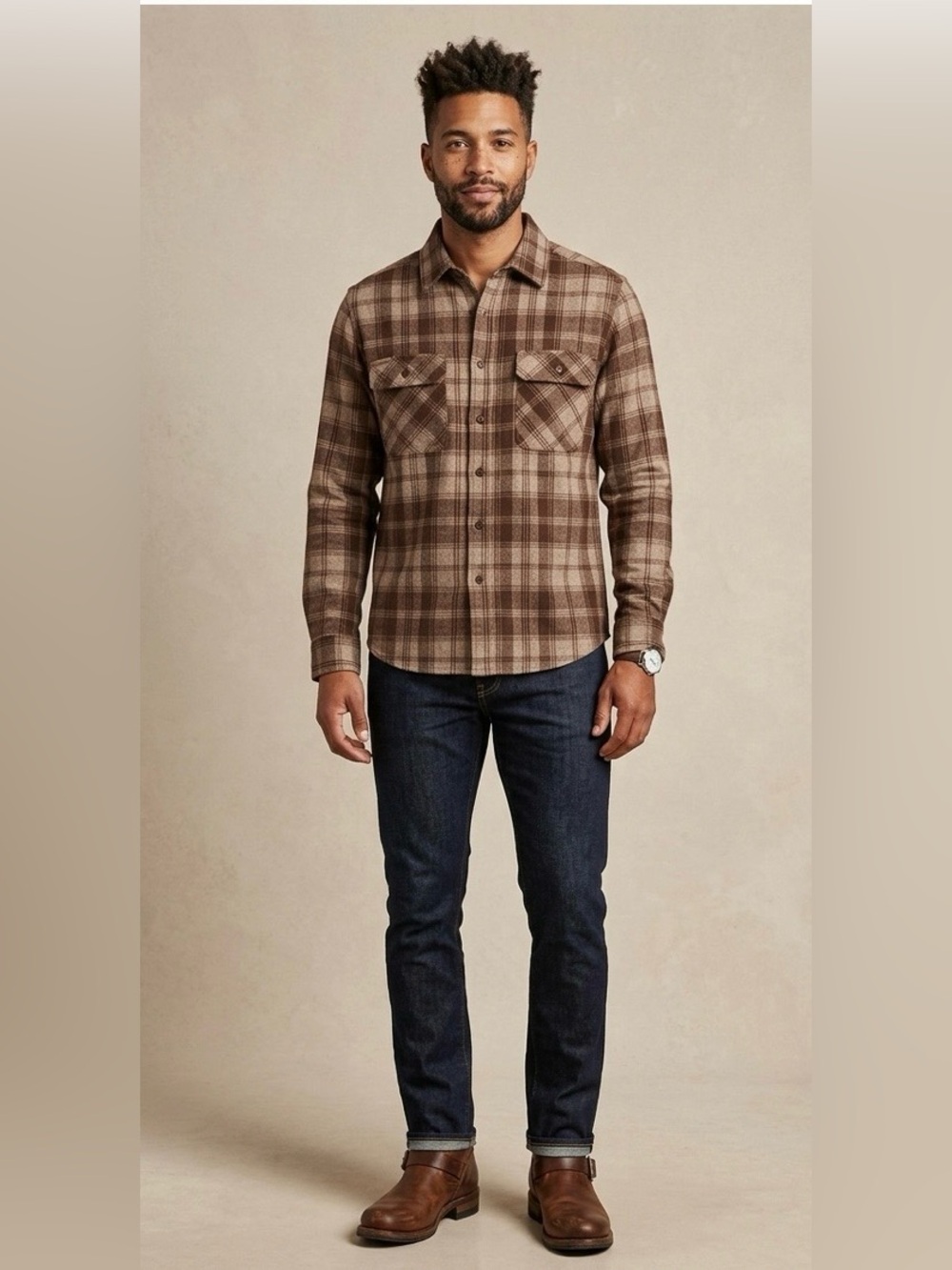 Frye Heavyweight Plaid Button Down Shirt/Shacket Size Small